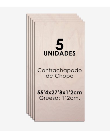 Tablero Contrachapado Madera de Chopo - 554x278x12 mm