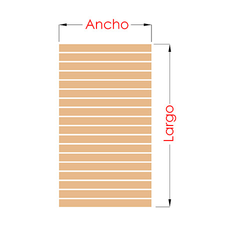 Ancho y largo de lamas