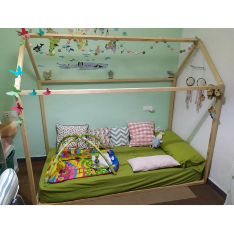 Cama Infantil Barquito Tipo Montessori con Barrera 90x190